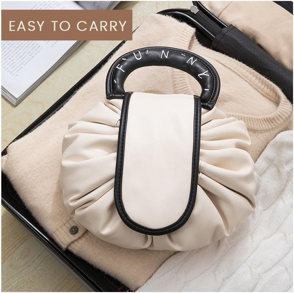 Lazy Makeup Bag with Handle | Drawstring Cosmetic Pouch for Women & Girls - Saadiq.pk