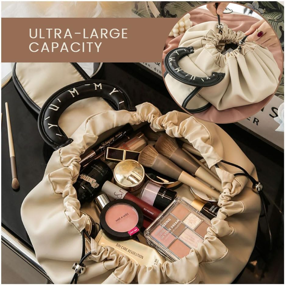 Lazy Makeup Bag with Handle | Drawstring Cosmetic Pouch for Women & Girls - Saadiq.pk