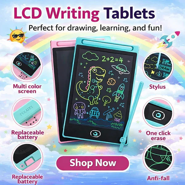 LCD Writing Tablet for Kids – Colorful Drawing Board 10-inch