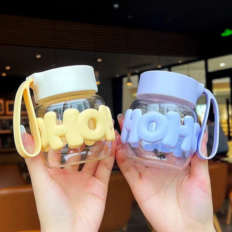 Leak - Proof Cute Glass Bottle | Non - Slip Silicone Grip | Perfect for Water & Juice - Saadiq.pk