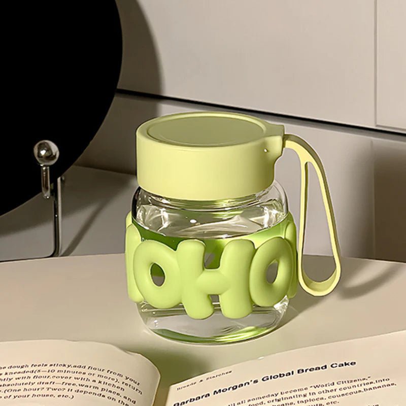 Leak - Proof Cute Glass Bottle | Non - Slip Silicone Grip | Perfect for Water & Juice - Saadiq.pk