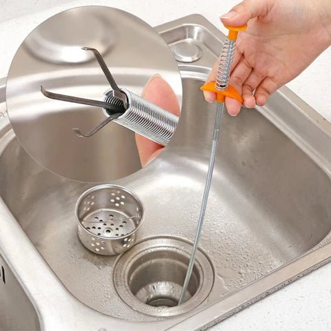 Long Drain Cleaning Tool | 85cm Pipe Snake for Sink, Basin & Bathroom Drains - Saadiq.pk
