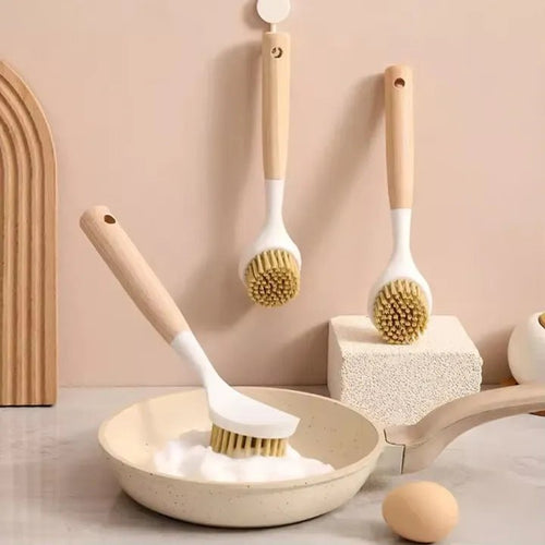 Long Handle Pot & Pan Cleaning Brush – Kitchen Stove Scrubber with Hanging Design - Saadiq.pk