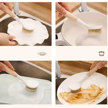 Long Handle Pot & Pan Cleaning Brush – Kitchen Stove Scrubber with Hanging Design - Saadiq.pk
