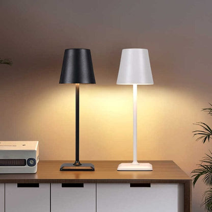 LuxeGlow Rechargeable LED Side Lamp – Minimalist Black & White Cordless Lamp - Saadiq.pk