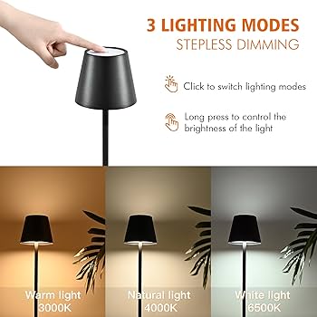 LuxeGlow Rechargeable LED Side Lamp – Minimalist Black & White Cordless Lamp - Saadiq.pk