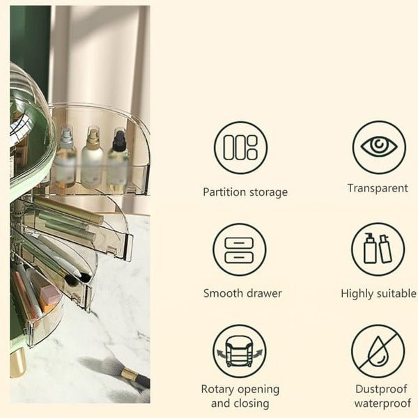 Luxury Desktop Cosmetic Organizer – Elegant Makeup & Skincare Storage - Saadiq.pk
