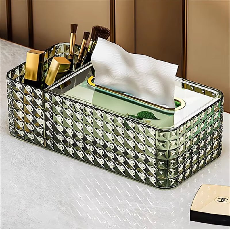 Luxury Diamond Pattern Tissue Box – Elegant Decorative Tissue Holder - Saadiq.pk