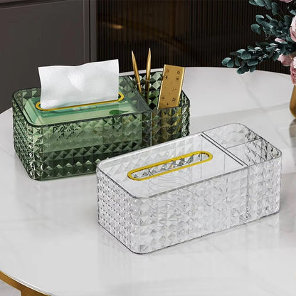 Luxury Diamond Pattern Tissue Box – Elegant Decorative Tissue Holder - Saadiq.pk