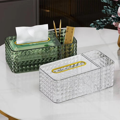 Luxury Diamond Pattern Tissue Box – Elegant Decorative Tissue Holder - Saadiq.pk