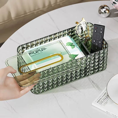 Luxury Diamond Pattern Tissue Box – Elegant Decorative Tissue Holder - Saadiq.pk