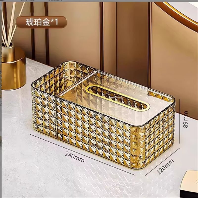 Luxury Diamond Pattern Tissue Box – Elegant Decorative Tissue Holder - Saadiq.pk