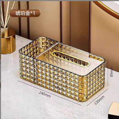 Luxury Diamond Pattern Tissue Box – Elegant Decorative Tissue Holder - Saadiq.pk