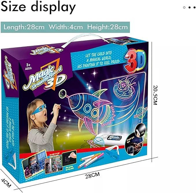 Magic 3D Drawing Board for Kids – Creative Scratch Art Painting Kit with 3D Glasses - Saadiq.pk