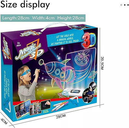 Magic 3D Drawing Board for Kids – Creative Scratch Art Painting Kit with 3D Glasses - Saadiq.pk