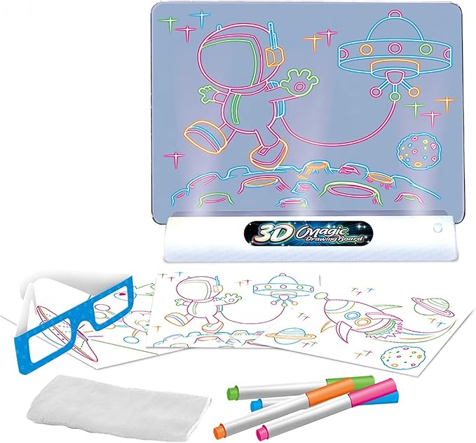 Magic 3D Drawing Board for Kids – Creative Scratch Art Painting Kit with 3D Glasses - Saadiq.pk