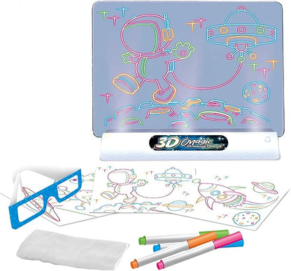 Magic 3D Drawing Board for Kids – Creative Scratch Art Painting Kit with 3D Glasses - Saadiq.pk