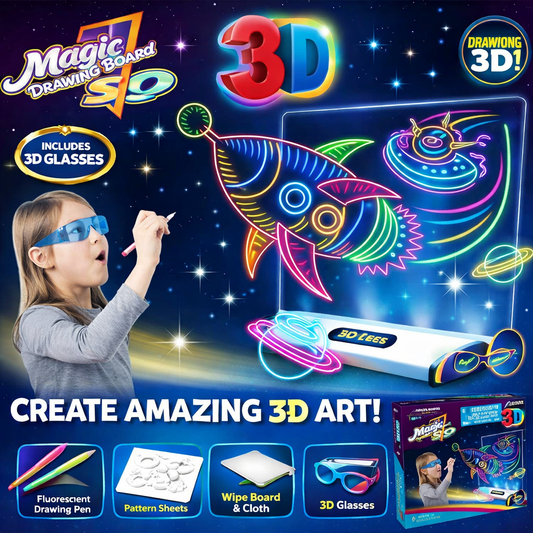 Magic 3D Drawing Board for Kids – Creative Scratch Art Painting Kit with 3D Glasses - Saadiq.pk