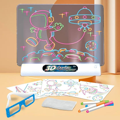 Magic 3D Drawing Board for Kids – Creative Scratch Art Painting Kit with 3D Glasses - Saadiq.pk