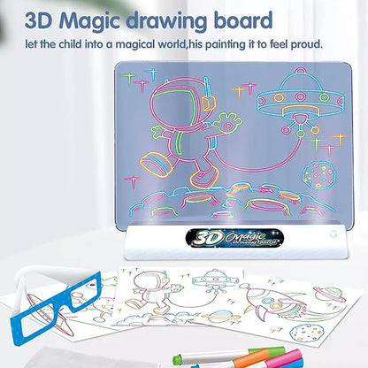 Magic 3D Drawing Board for Kids – Creative Scratch Art Painting Kit with 3D Glasses - Saadiq.pk