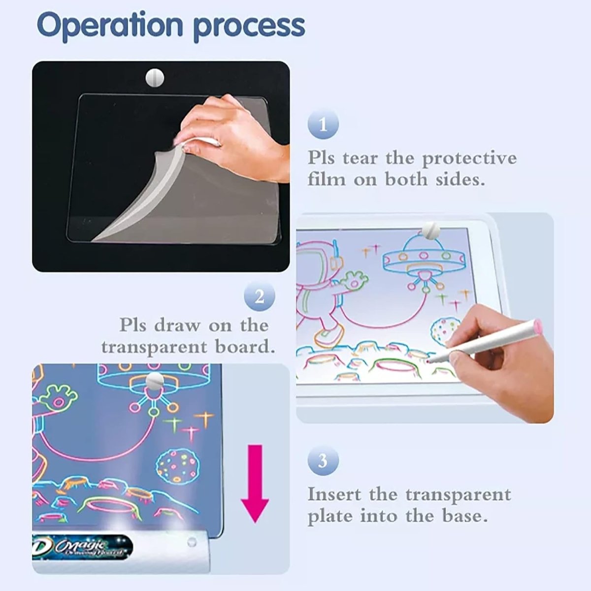 Magic 3D Drawing Board for Kids – Creative Scratch Art Painting Kit with 3D Glasses - Saadiq.pk