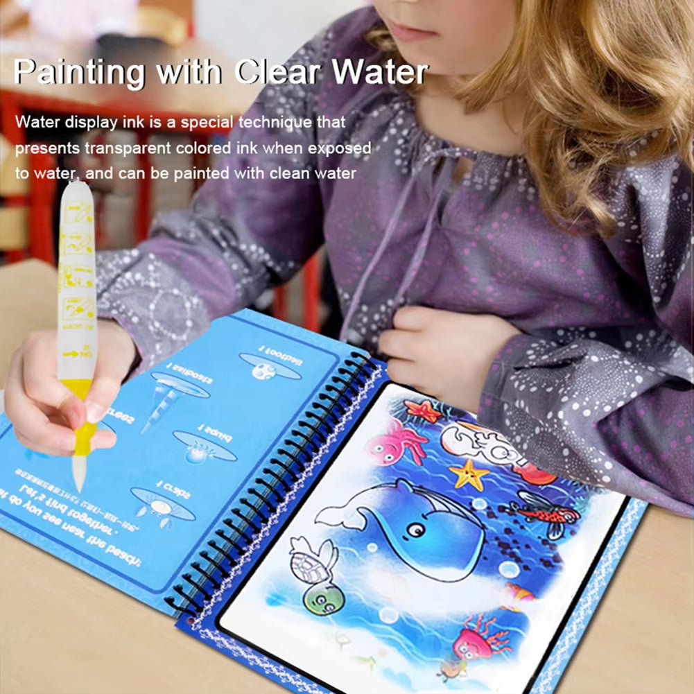 Magic Water Drawing Book – Reusable Educational Coloring Toy for Kids - Saadiq.pk