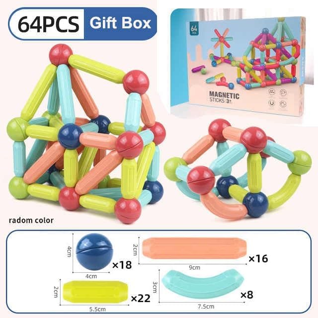 Magnetic Sticks Building Blocks Set 🧲 – 64 PCS Educational Construction Toy for Kids - Saadiq.pk