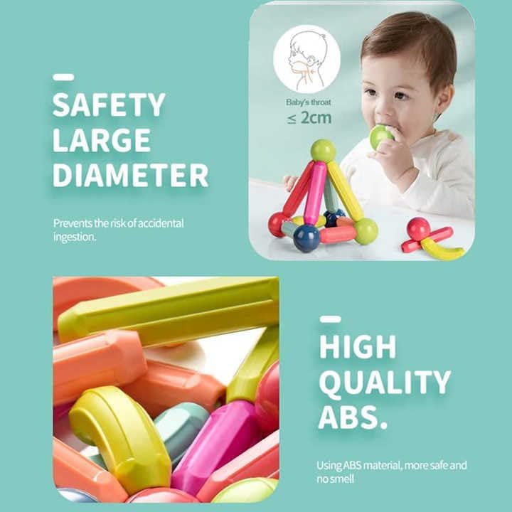 Magnetic Sticks Building Blocks Set 🧲 – 64 PCS Educational Construction Toy for Kids - Saadiq.pk