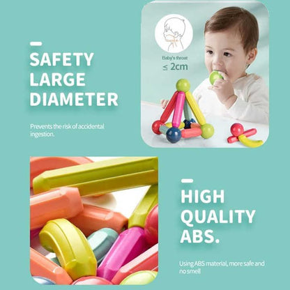 Magnetic Sticks Building Blocks Set 🧲 – 64 PCS Educational Construction Toy for Kids - Saadiq.pk