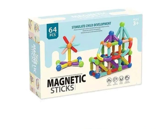 Magnetic Sticks Building Blocks Set 🧲 – 64 PCS Educational Construction Toy for Kids - Saadiq.pk