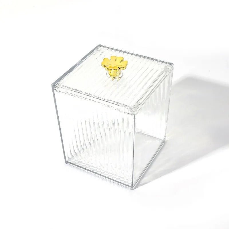 Makeup Cotton Pad & Swabs Storage Holder – Transparent Acrylic Organizer Box - Saadiq.pk