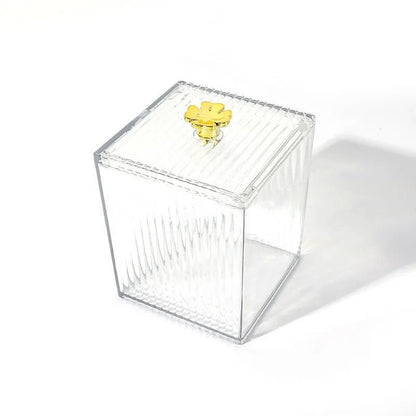 Makeup Cotton Pad & Swabs Storage Holder – Transparent Acrylic Organizer Box - Saadiq.pk