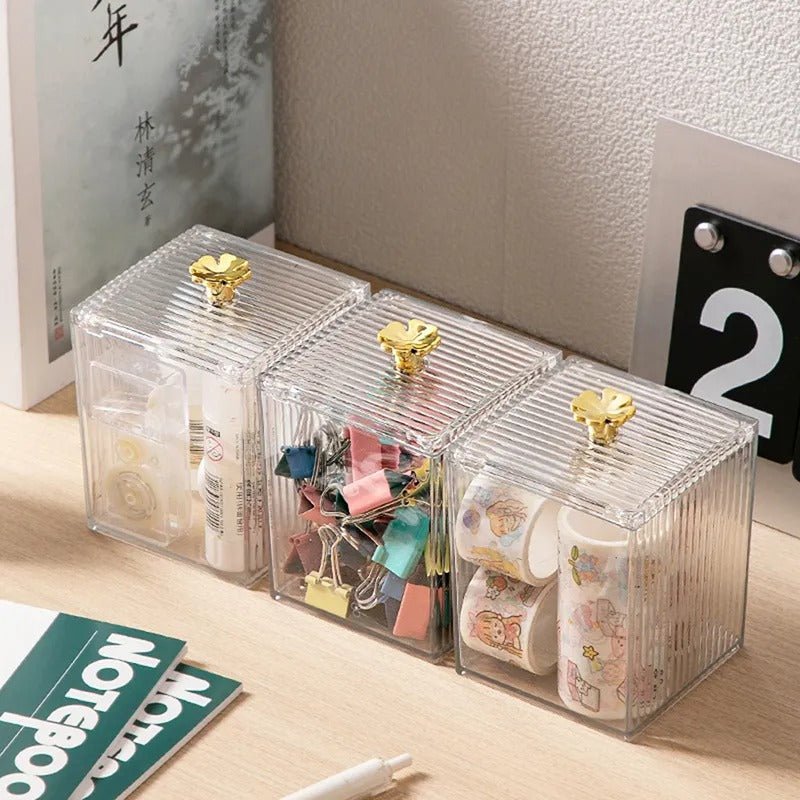 Makeup Cotton Pad & Swabs Storage Holder – Transparent Acrylic Organizer Box - Saadiq.pk