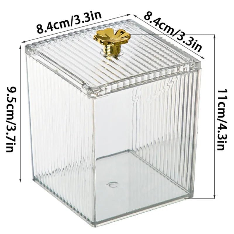 Makeup Cotton Pad & Swabs Storage Holder – Transparent Acrylic Organizer Box - Saadiq.pk