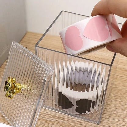 Makeup Cotton Pad & Swabs Storage Holder – Transparent Acrylic Organizer Box - Saadiq.pk