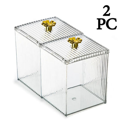Makeup Cotton Pad & Swabs Storage Holder – Transparent Acrylic Organizer Box - Saadiq.pk