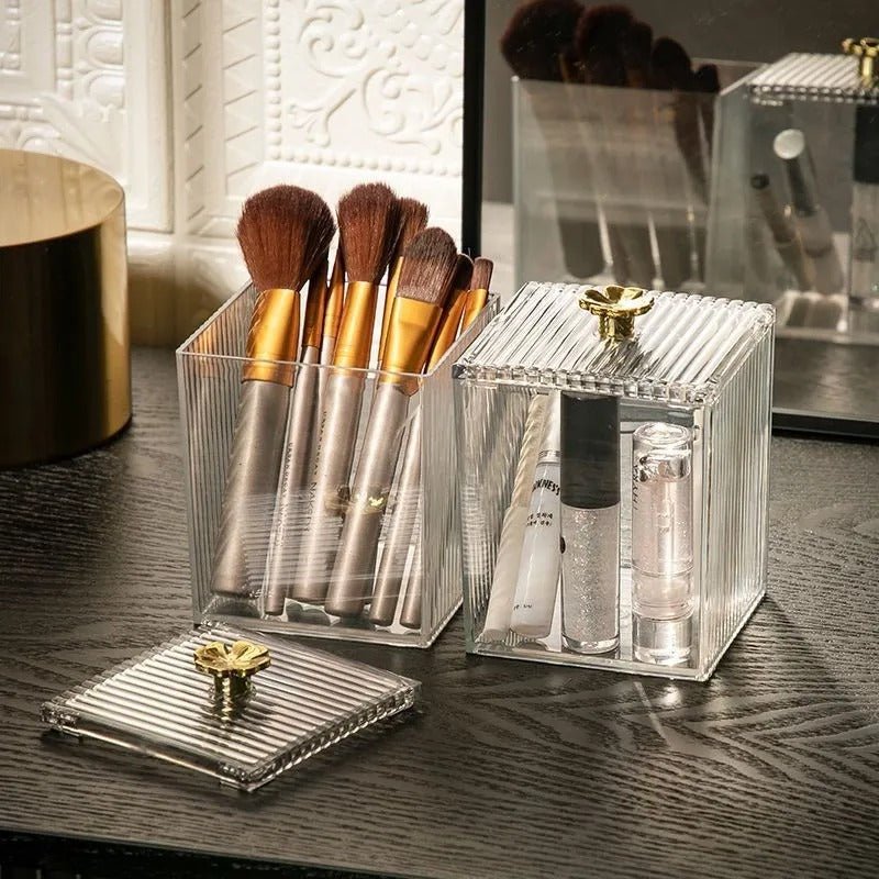 Makeup Cotton Pad & Swabs Storage Holder – Transparent Acrylic Organizer Box - Saadiq.pk