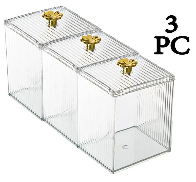 Makeup Cotton Pad & Swabs Storage Holder – Transparent Acrylic Organizer Box - Saadiq.pk