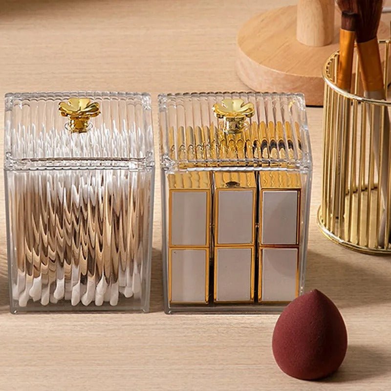 Makeup Cotton Pad & Swabs Storage Holder – Transparent Acrylic Organizer Box - Saadiq.pk