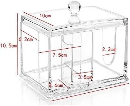 Makeup Cotton Swab Storage Container – Transparent Acrylic Organizer with Lid - Saadiq.pk