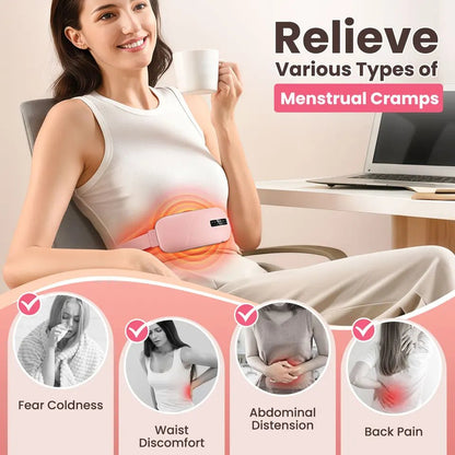 Menstrual Cramp Relief Belt | Heating & Vibrating Pain Relief for Period Cramps | Adjustable Comfort Wrap - Saadiq.pk