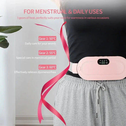 Menstrual Cramp Relief Belt | Heating & Vibrating Pain Relief for Period Cramps | Adjustable Comfort Wrap - Saadiq.pk
