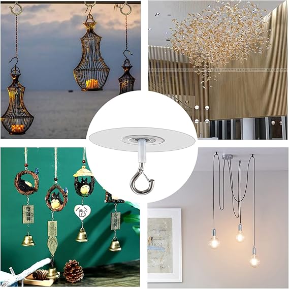 Metal Ceiling Hanging Hooks | Strong Hooks for Wind Chimes, Lamps & Decor(Pack of 2) - Saadiq.pk