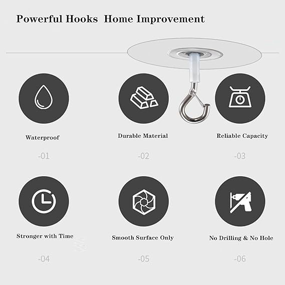 Metal Ceiling Hanging Hooks | Strong Hooks for Wind Chimes, Lamps & Decor(Pack of 2) - Saadiq.pk