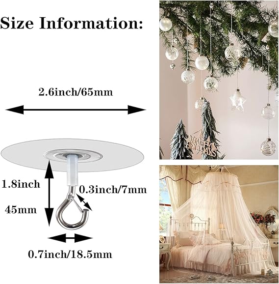 Metal Ceiling Hanging Hooks | Strong Hooks for Wind Chimes, Lamps & Decor(Pack of 2) - Saadiq.pk