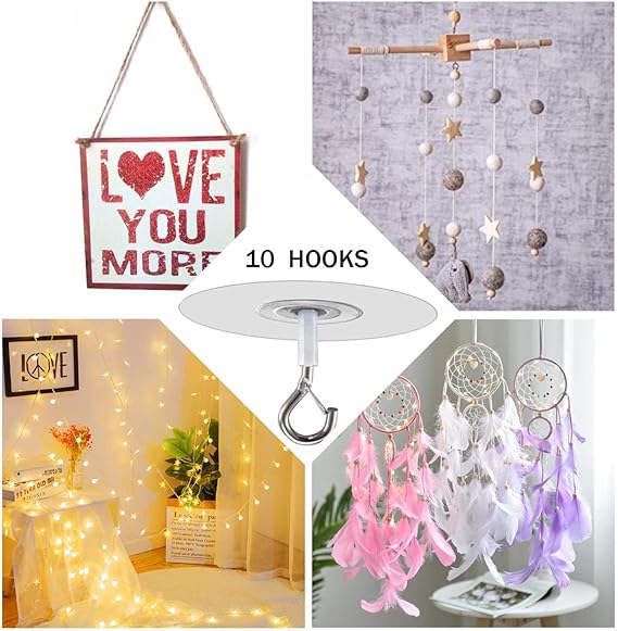 Metal Ceiling Hanging Hooks | Strong Hooks for Wind Chimes, Lamps & Decor(Pack of 2) - Saadiq.pk