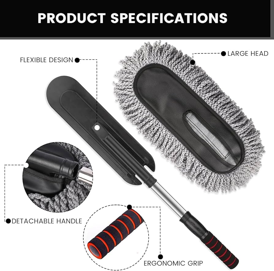 Microfiber Car Cleaning Duster | Telescopic Handle Exterior & Interior Cleaner - Saadiq.pk