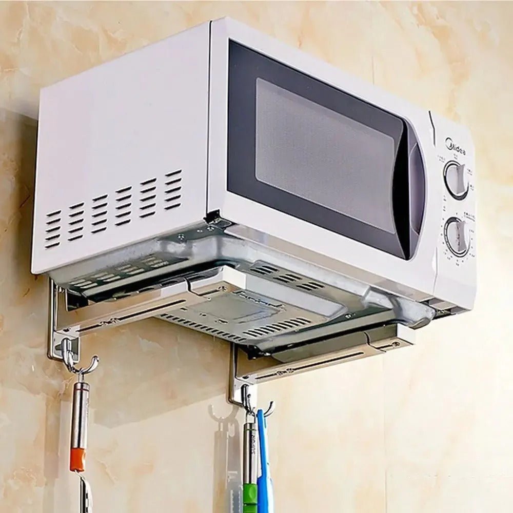 Microwave Oven Stand with 2 Hooks – Kitchen Storage & Organizer - Saadiq.pk