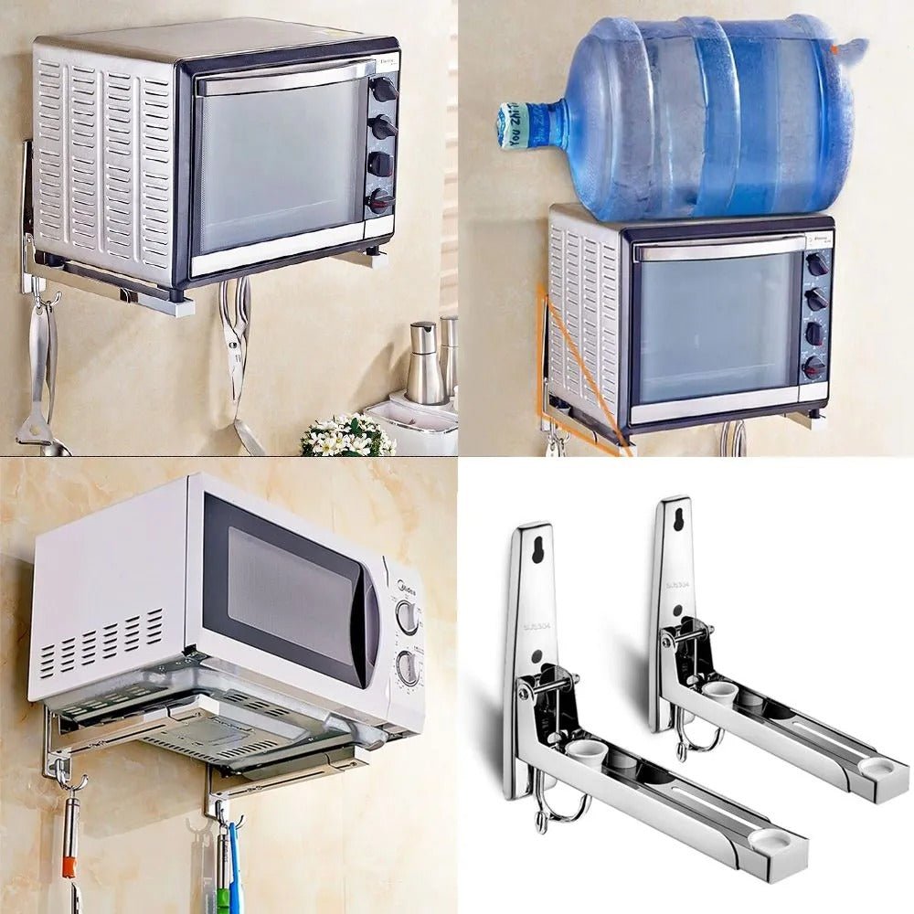 Microwave Oven Stand with 2 Hooks – Kitchen Storage & Organizer - Saadiq.pk