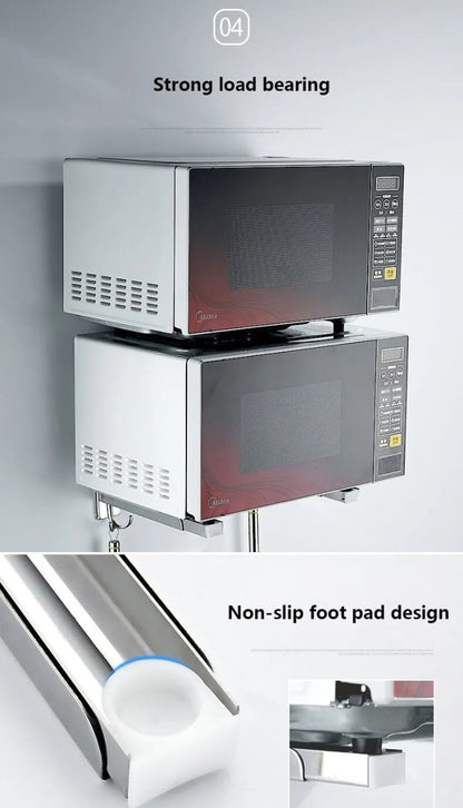 Microwave Oven Stand with 2 Hooks – Kitchen Storage & Organizer - Saadiq.pk